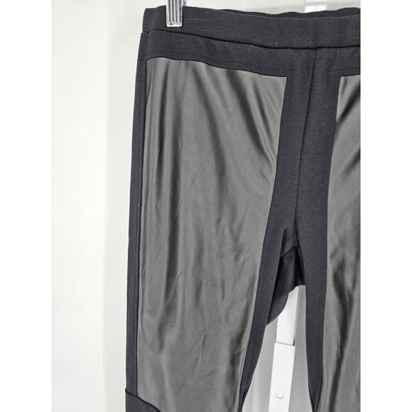 Trouve Gray & Black Colorblock Faux Leather Hybrid Low-Rise Moto Leggings Size L - Picture 2 of 4